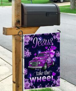 jesus take the wheel purple truck flag 2299