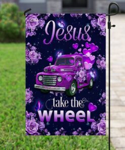 jesus take the wheel purple truck flag 4215