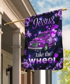 Jesus Take The Wheel Purple Truck Flag