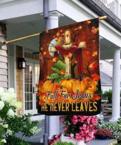 Jesus Thanksgiving Prayer Flagwix™ Fall For Jesus He Never Leasves Flag QNK867F