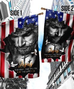 jesus the way the truth the life american flag 7019
