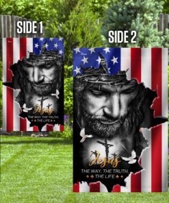 jesus the way the truth the life american flag 8172