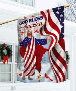 Jesus Winter Forest Flag God Bless America DDH2940Fv4