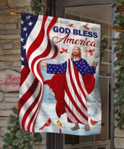 jesus winter forest flag god bless america ddh2940fv4 2150