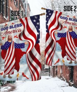 jesus winter forest flag god bless america ddh2940fv4 5317