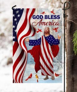 jesus winter forest flag god bless america ddh2940fv4 8776