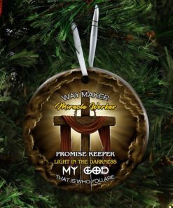 jesus wooden cross flagwix™ way maker miracle worker ceramic ornament 1859