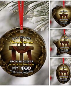 jesus wooden cross flagwix™ way maker miracle worker ceramic ornament 2362
