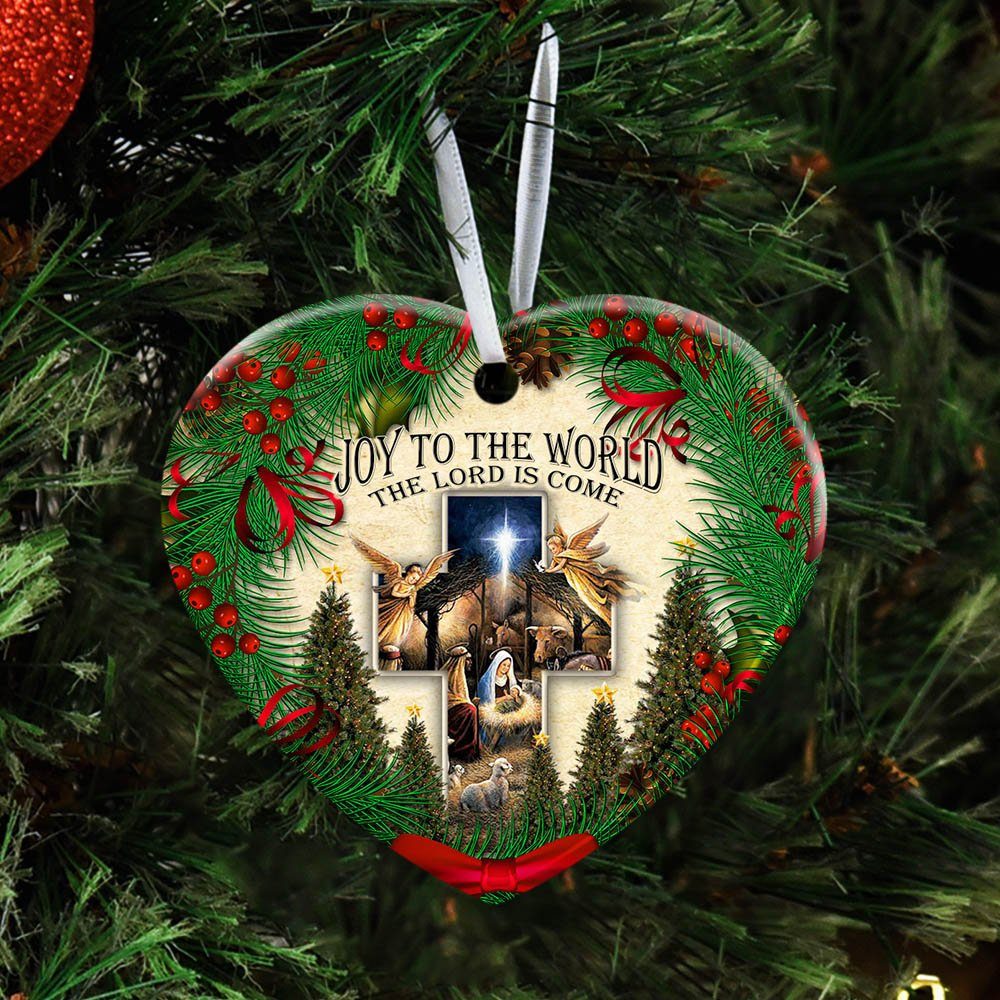 Joy To The World The Lord Is Come Ceramic Ornament - Image 3