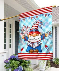 July 4th Flag Happy Independence Day Flag USA Gnome LNT219F