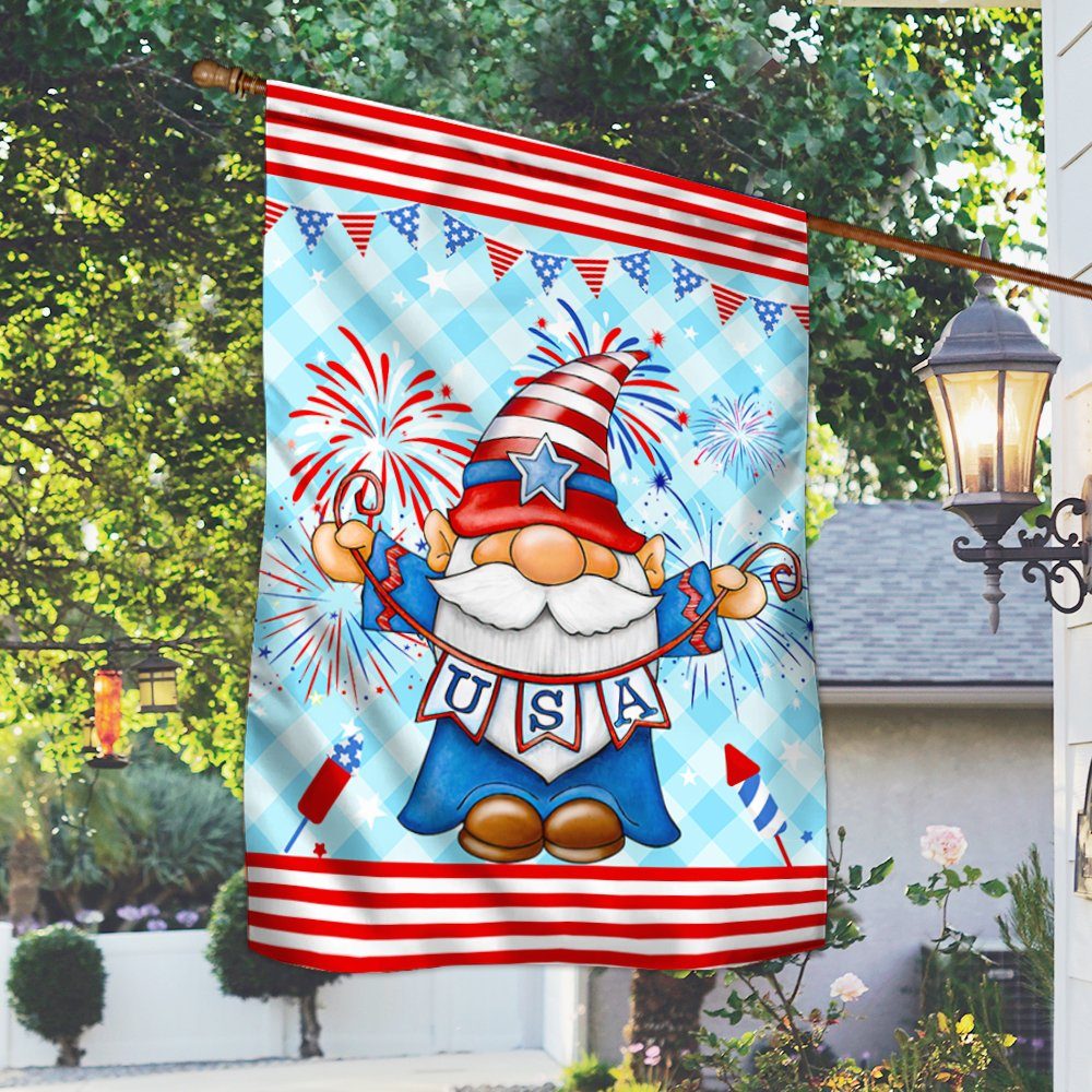 July 4th Flag Happy Independence Day Flag USA Gnome LNT219F - Image 2