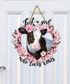 Just A Girl Who Loves Cows Custom Wooden Sign NTB400WDv1