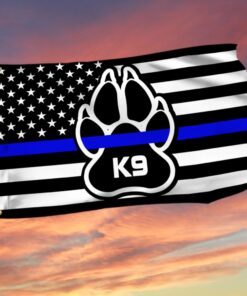 K9 Paw Thin Blue Line Grommet Flag Police Officer Law Enforcement TQN265GF