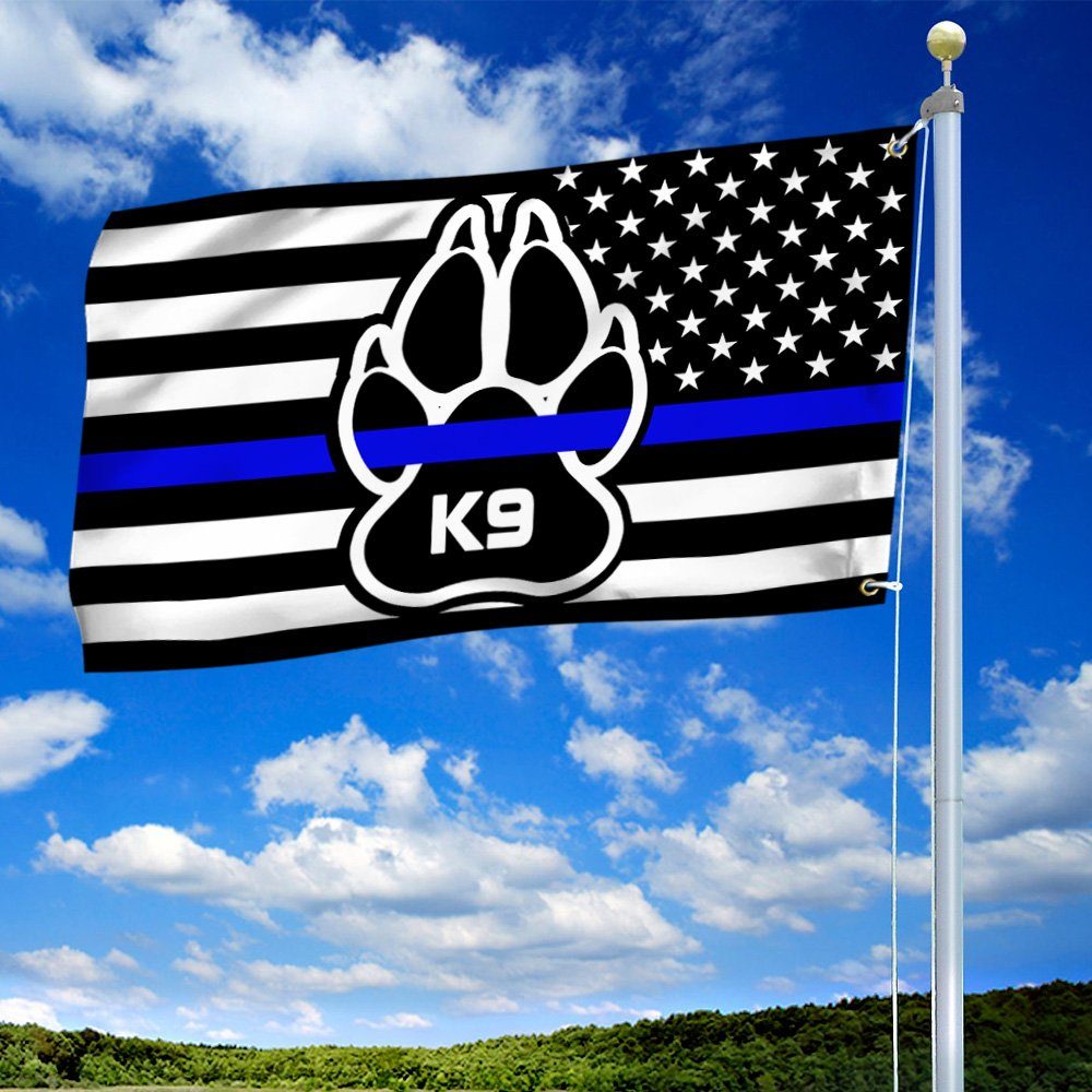 K9 Paw Thin Blue Line Grommet Flag Police Officer Law Enforcement TQN265GF - Image 2