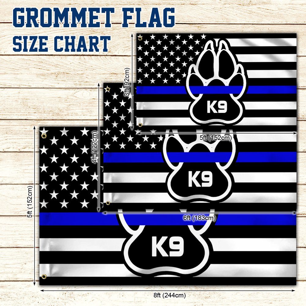 K9 Paw Thin Blue Line Grommet Flag Police Officer Law Enforcement TQN265GF - Image 4
