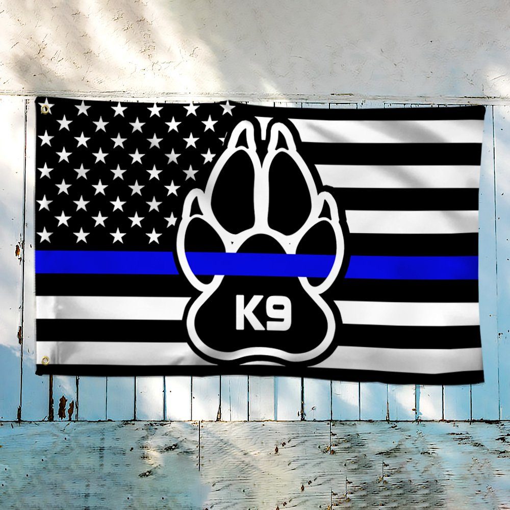 K9 Paw Thin Blue Line Grommet Flag Police Officer Law Enforcement TQN265GF - Image 3