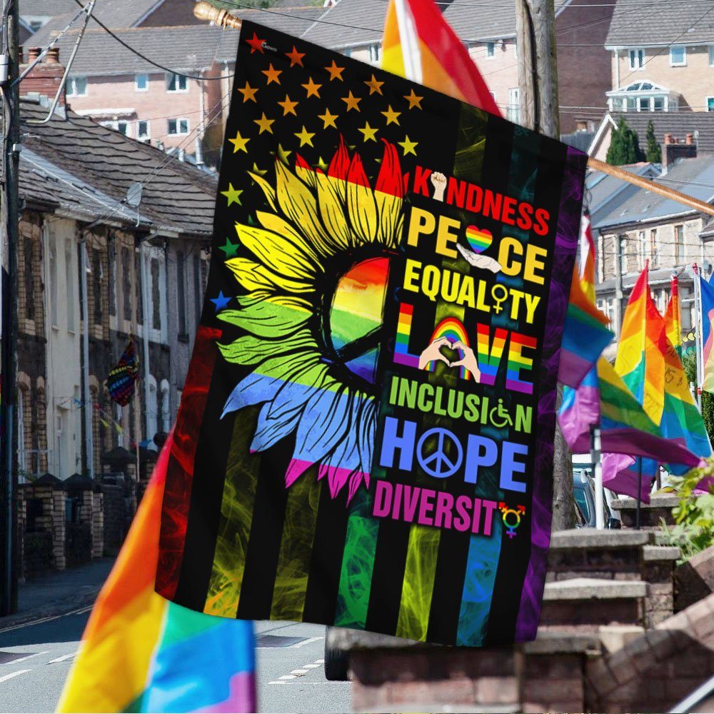 Kindness Peace Equality Love Inclusion Hope Diversity Sunflower Flag BNN401F - Image 2