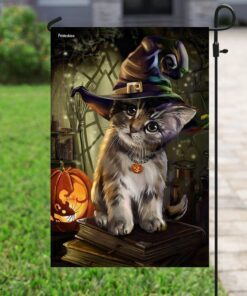 kitten halloween flag 7536
