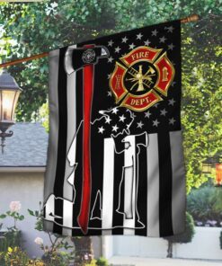 Kneeling Firefighter Thin Red Line Flag TPT111F