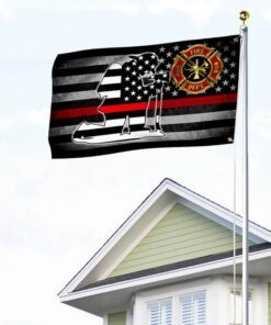 kneeling firefighter thin red line grommet flag thb3844gf 1687