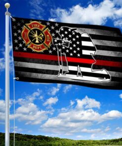 kneeling firefighter thin red line grommet flag thb3844gf 2807