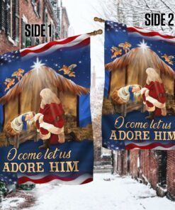 kneeling santa flag o come let us adore him ddh3010f 1666