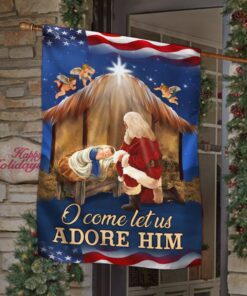 kneeling santa flag o come let us adore him ddh3010f 3323