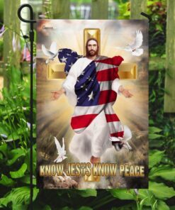 know jesus know peace christian cross flag 4959