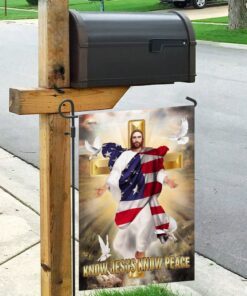 know jesus know peace christian cross flag 6224