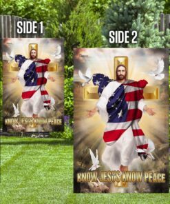 know jesus know peace christian cross flag 7592