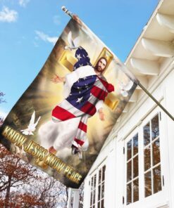 know jesus know peace christian cross flag 7653