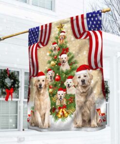 Labrador Dogs Flag. Hiding In The Christmas Tree MBH228Fv3