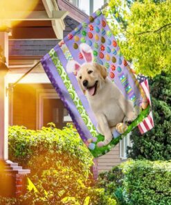 Labrador Retriever. Happy Easter American Flag