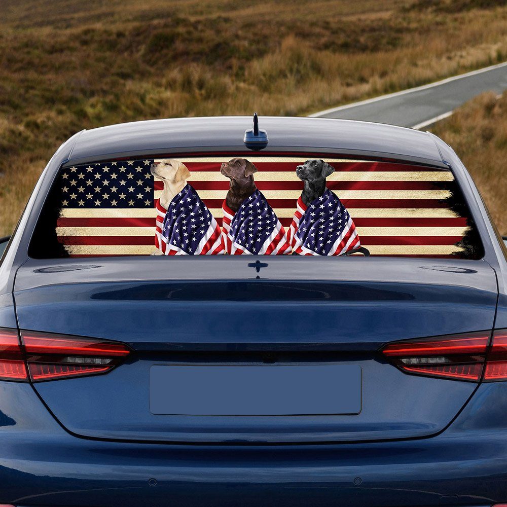 Labrador Retriever Dogs American Patriot Rear Window Decal BNL40CDv35 - Image 2