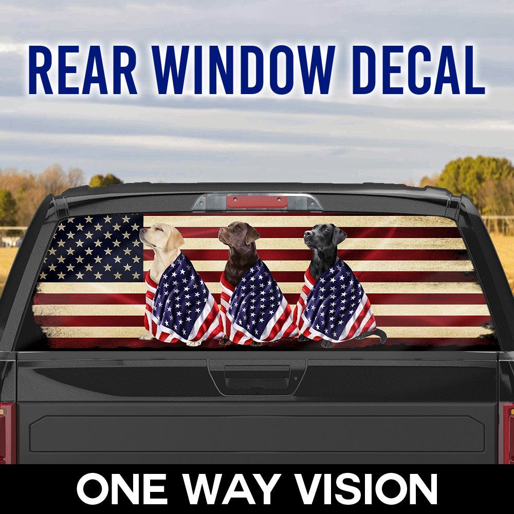 Labrador Retriever Dogs American Patriot Rear Window Decal BNL40CDv35