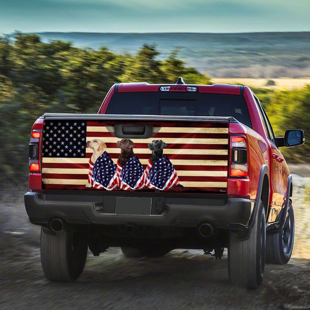 Labrador Retriever Dogs American Patriot Truck Tailgate Decal Sticker Wrap BNL40TDv35 - Image 3