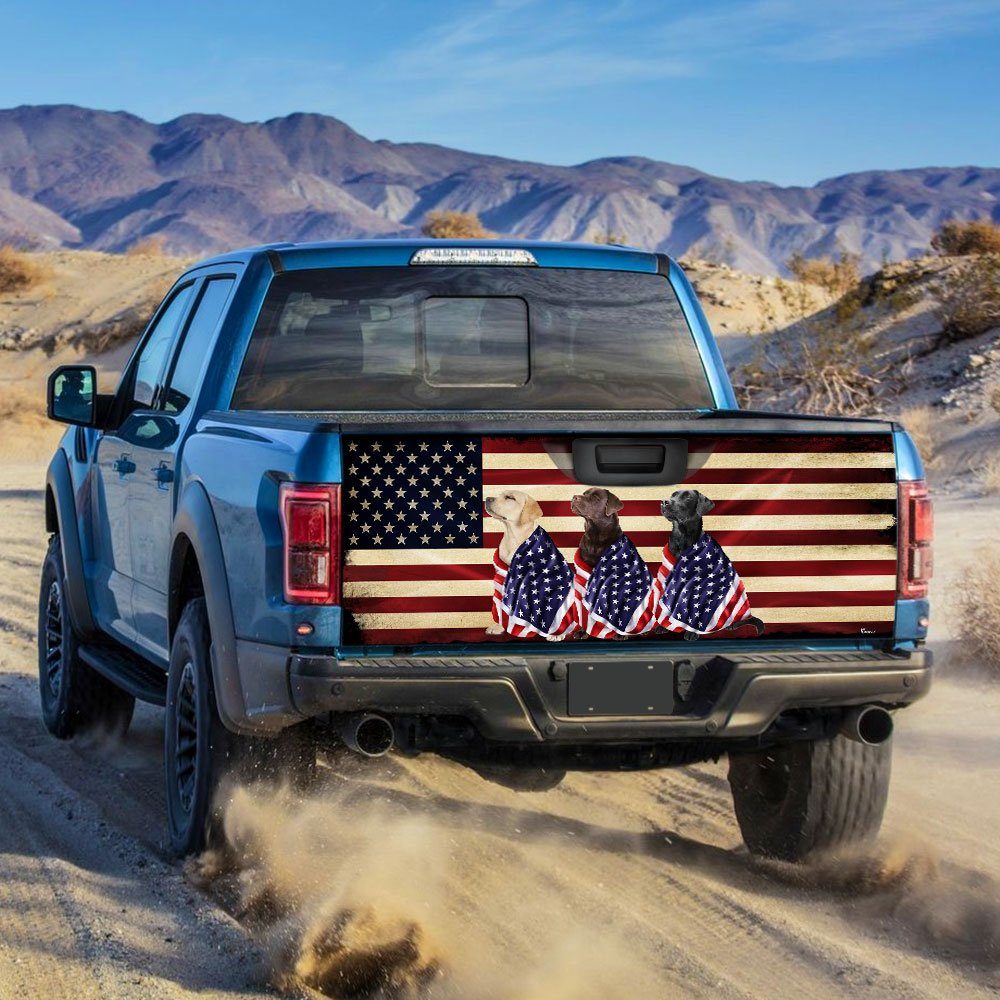 Labrador Retriever Dogs American Patriot Truck Tailgate Decal Sticker Wrap BNL40TDv35 - Image 2