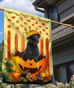Labrador Retriever Flag Halloween Black Labrador Pumpkin Decor QNK847Fv1