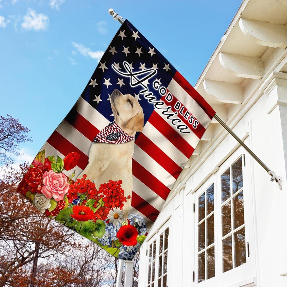 Labrador Retriever God Bless America 4th of July Flag