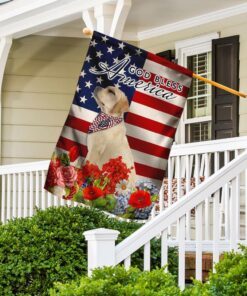 labrador retriever god bless america 4th of july flag 8249