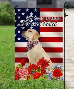 labrador retriever god bless america 4th of july flag 8564