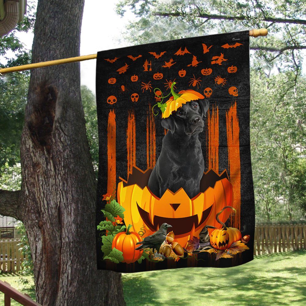 Labrador Retriever Halloween Flag Black Labrador Pumpkin QNK847F - Image 4