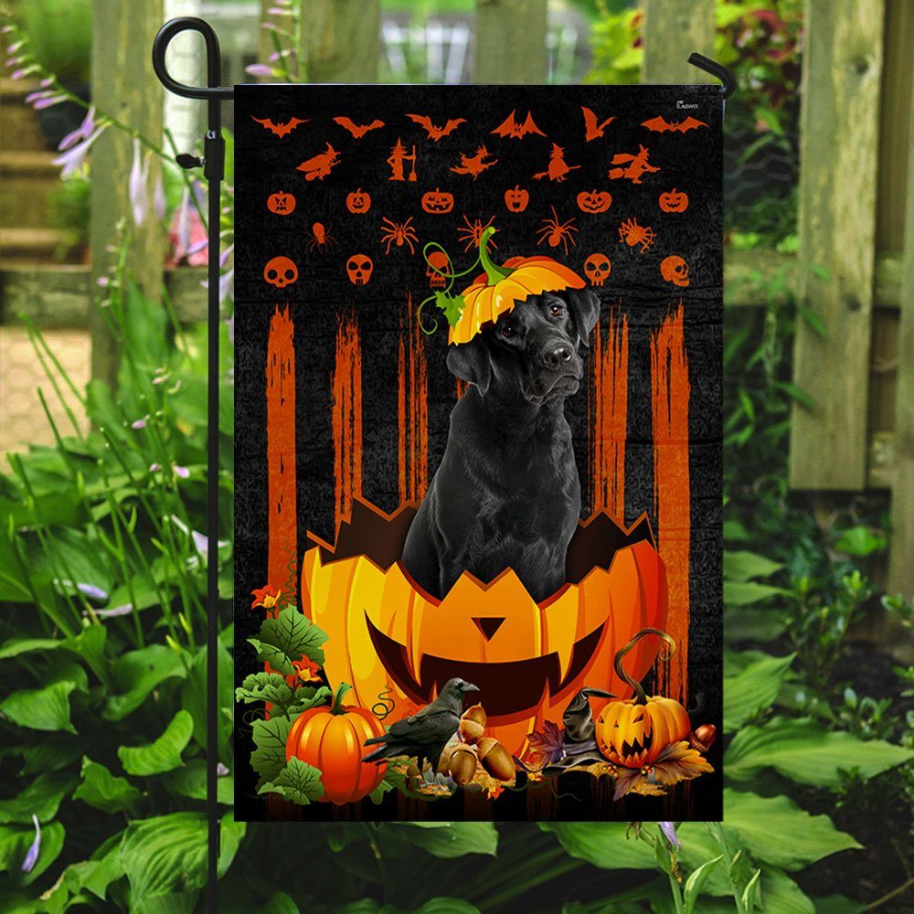 Labrador Retriever Halloween Flag Black Labrador Pumpkin QNK847F - Image 6