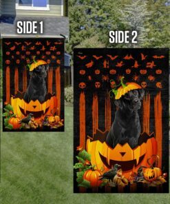 labrador retriever halloween flag black labrador pumpkin qnk847f 2528