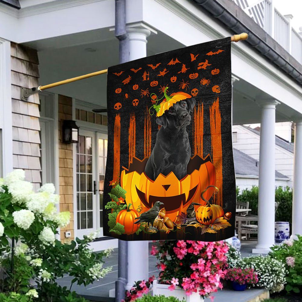 Labrador Retriever Halloween Flag Black Labrador Pumpkin QNK847F