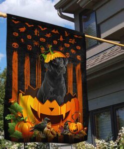 labrador retriever halloween flag black labrador pumpkin qnk847f 4682