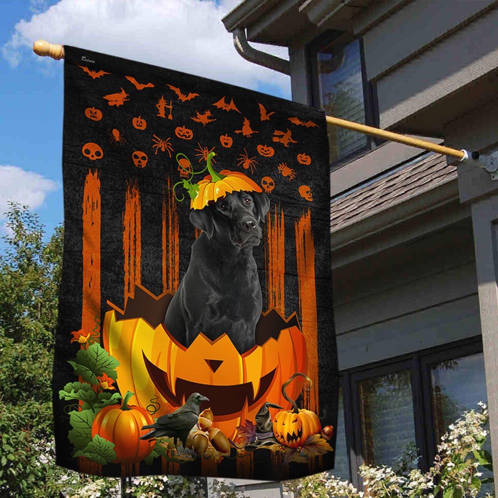 Labrador Retriever Halloween Flag Black Labrador Pumpkin QNK847F - Image 3