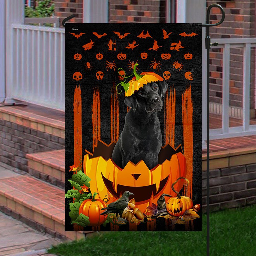 Labrador Retriever Halloween Flag Black Labrador Pumpkin QNK847F - Image 5
