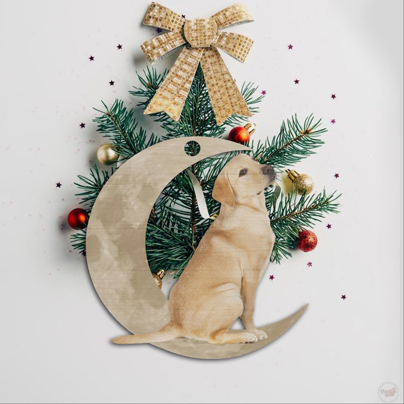 Labrador Retriever Ornament, Yellow Lab On The Moon Christmas Ornament QNK879Ov1a - Image 6