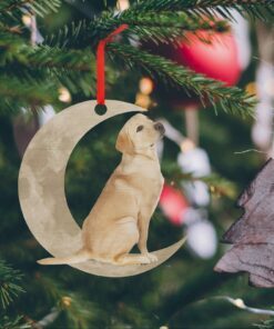 Labrador Retriever Ornament, Yellow Lab On The Moon Christmas Ornament QNK879Ov1a